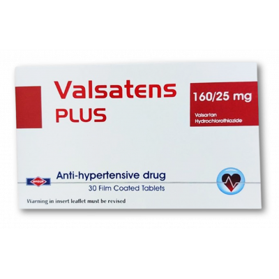 VALSATENS PLUS 160 MG / 25 MG ( VALSARTAN / HYDROCHLOROTHIAZIDE ) 30 FILM-COATED TABLETS